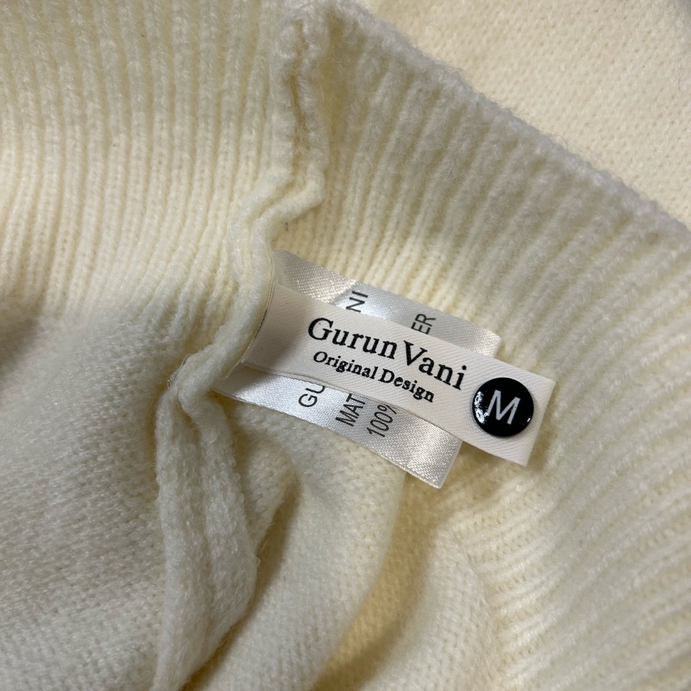 Men's Patchwork Crewneck Sweater - Cream, Green, and Brown - Picture 2 of 10